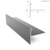 Aluminiowy profil okapowy przedstawiony w widoku 3D wraz z rysunkiem technicznym i wymiarami, stosowany do wykończenia krawędzi tarasów wentylowanych.