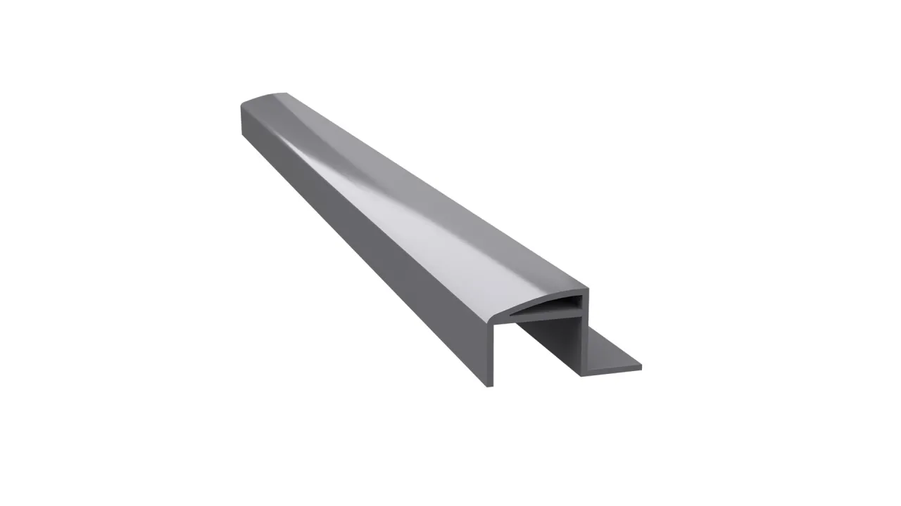 Aluminiowy profil zamykający systemu W20 w widoku 3D, przeznaczony do estetycznego wykończenia krawędzi płyt tarasowych w tarasach wentylowanych.