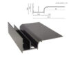 Aluminiowy profil okapowy systemu W20 w widoku 3D wraz z rysunkiem technicznym i wymiarami, przeznaczony do wykończenia krawędzi tarasu wentylowanego.