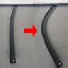 Porównanie prostego i wygiętego profilu aluminiowego, pokazujące możliwość formowania elementu w łuk do zastosowania na zaokrąglonych krawędziach tarasu.