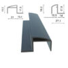 Aluminiowy profil zamykający systemu W20 w widoku 3D wraz z rysunkami technicznymi i wymiarami, przeznaczony do estetycznego wykończenia krawędzi tarasu wentylowanego.